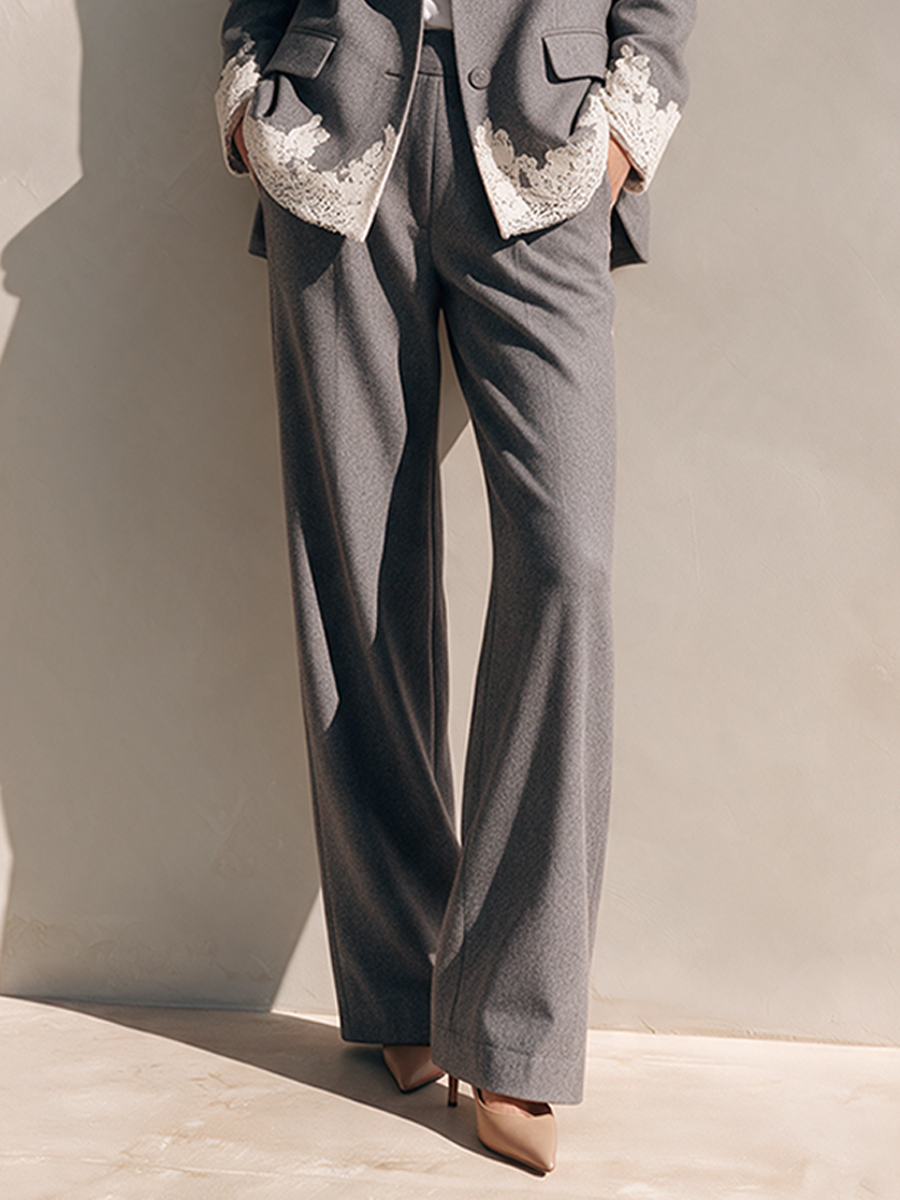 Women's Casual Lace-Trimmed Suit Set