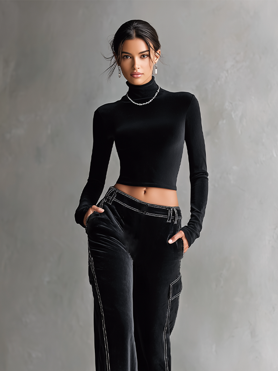 Women's Fitted Velvet 2-Piece Workwear