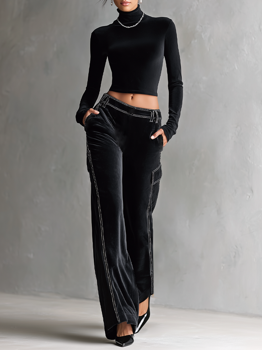 Women's Fitted Velvet 2-Piece Workwear