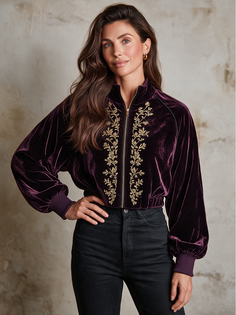 Women's Embroidered Velvet Jacket