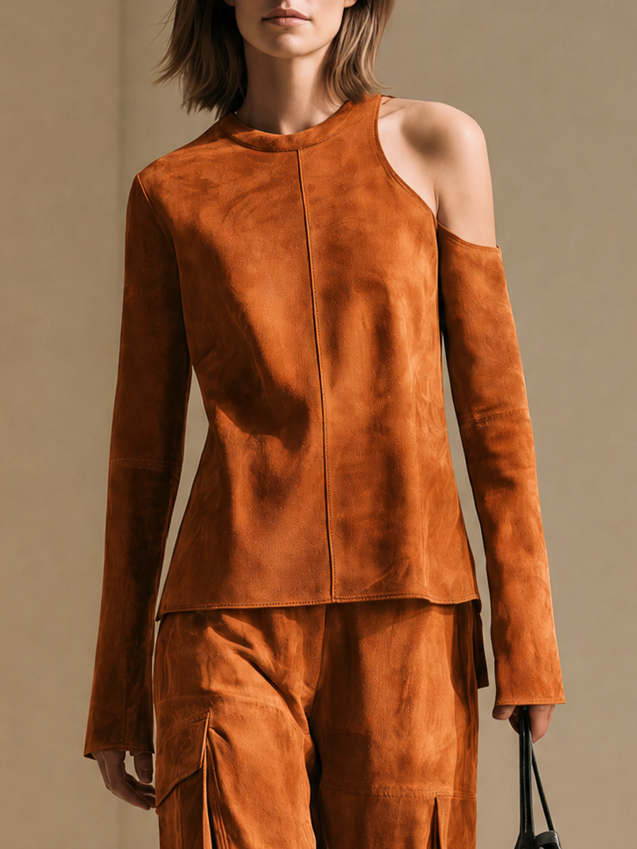 Women's Cold-Shoulder Top & Cargo Pants Two-Piece Set