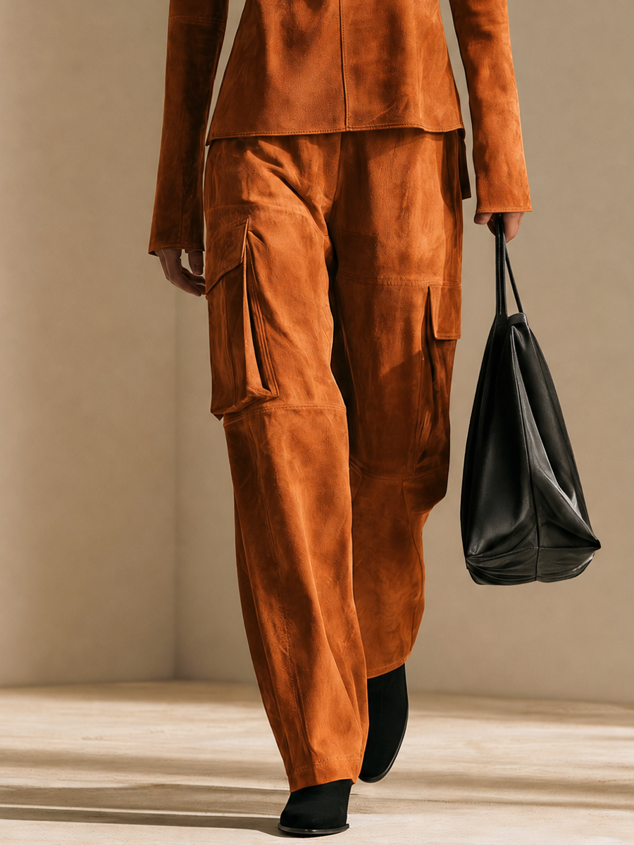 Women's Cold-Shoulder Top & Cargo Pants Two-Piece Set