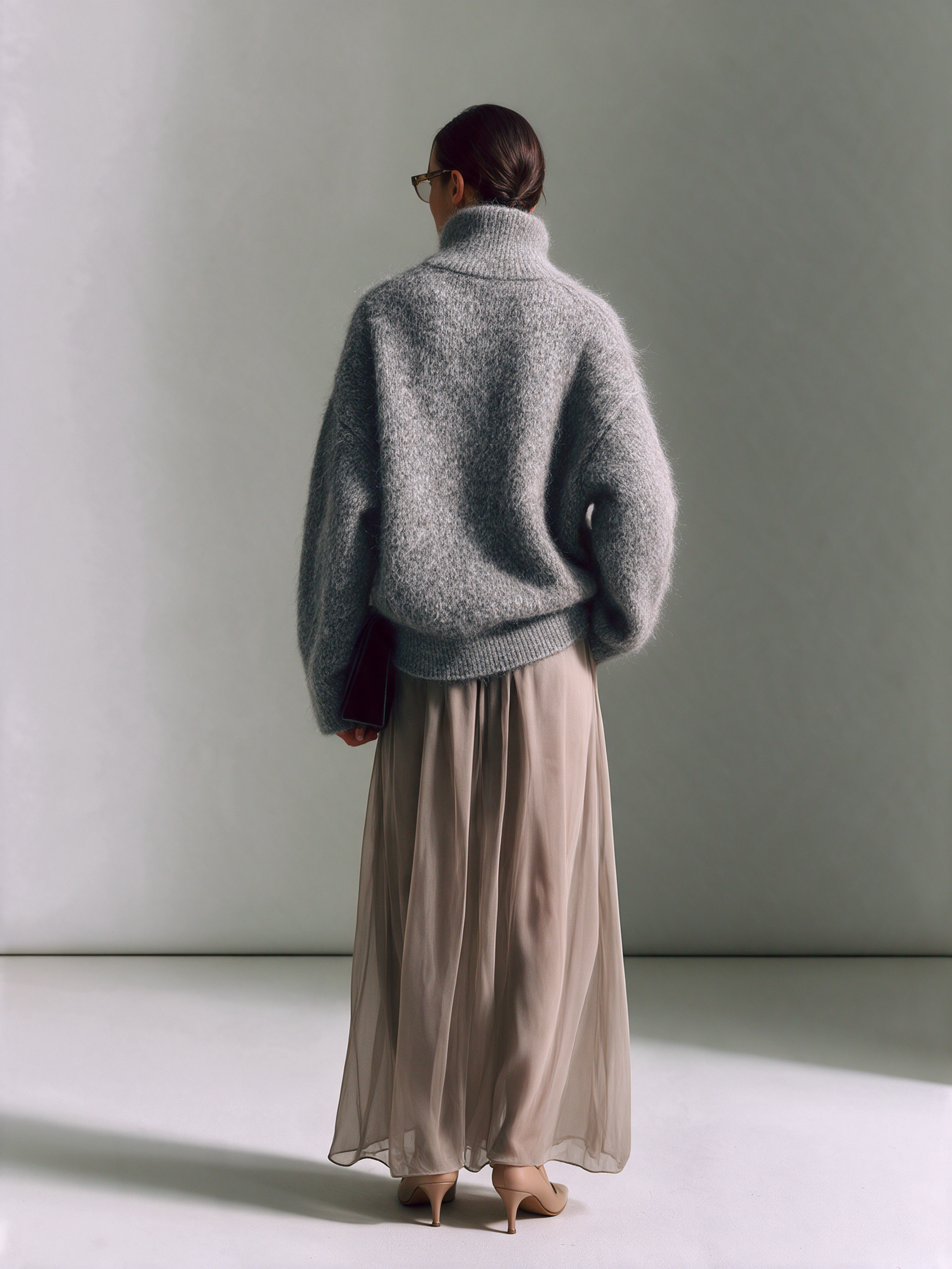 Women's Half Zip Fluffy Mohair Sweater