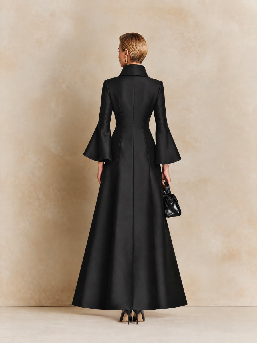 Women's Elegant High-Collar Bell Sleeve Maxi Dress