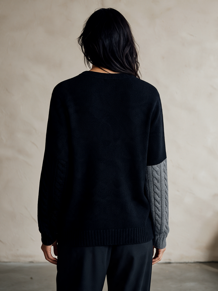 Women's Color-Blocked Asymmetric Zip Knit Cardigan