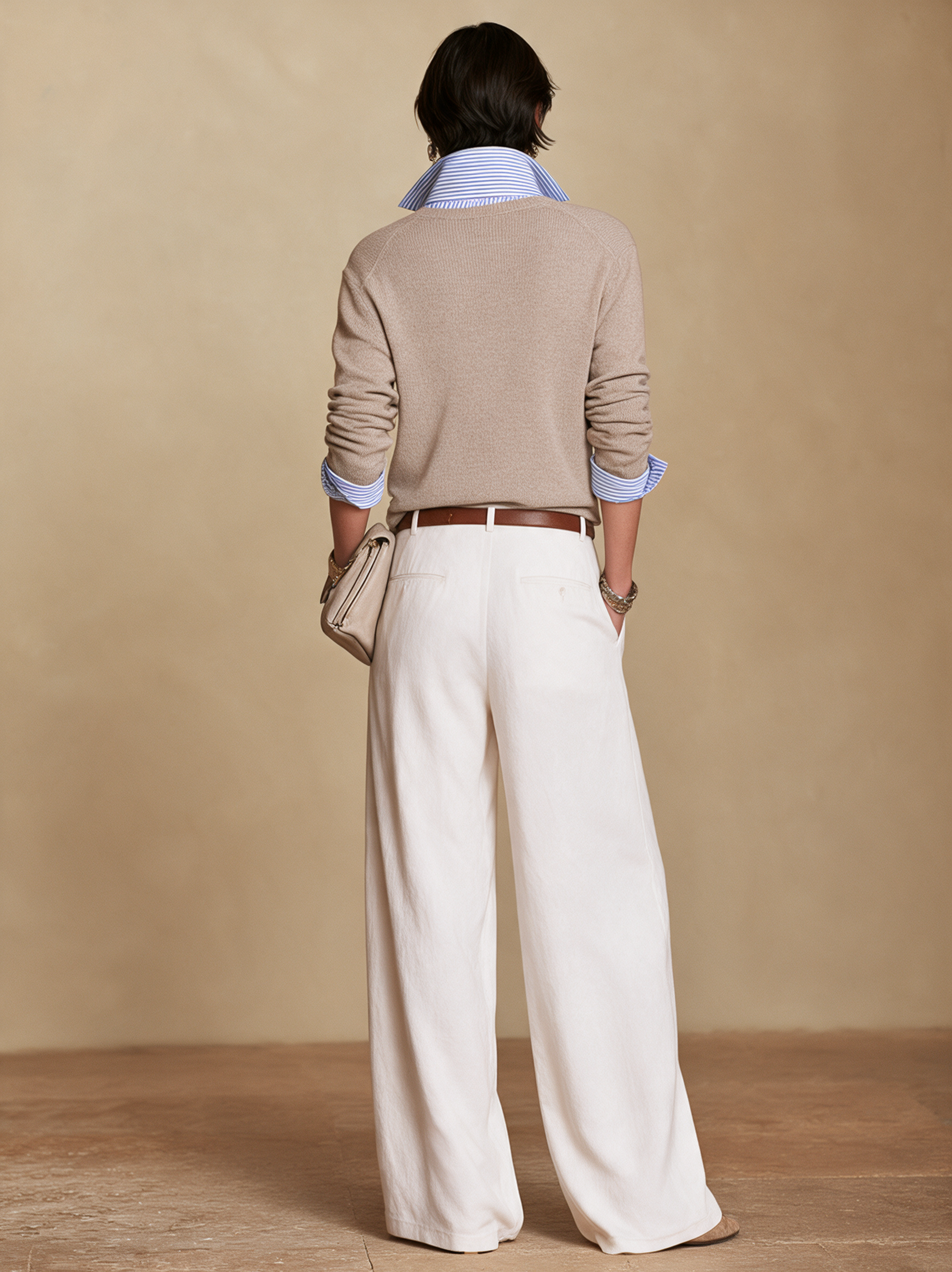 Women's Commuter Faux-Layered Sweater And Wide-Leg Pants Set