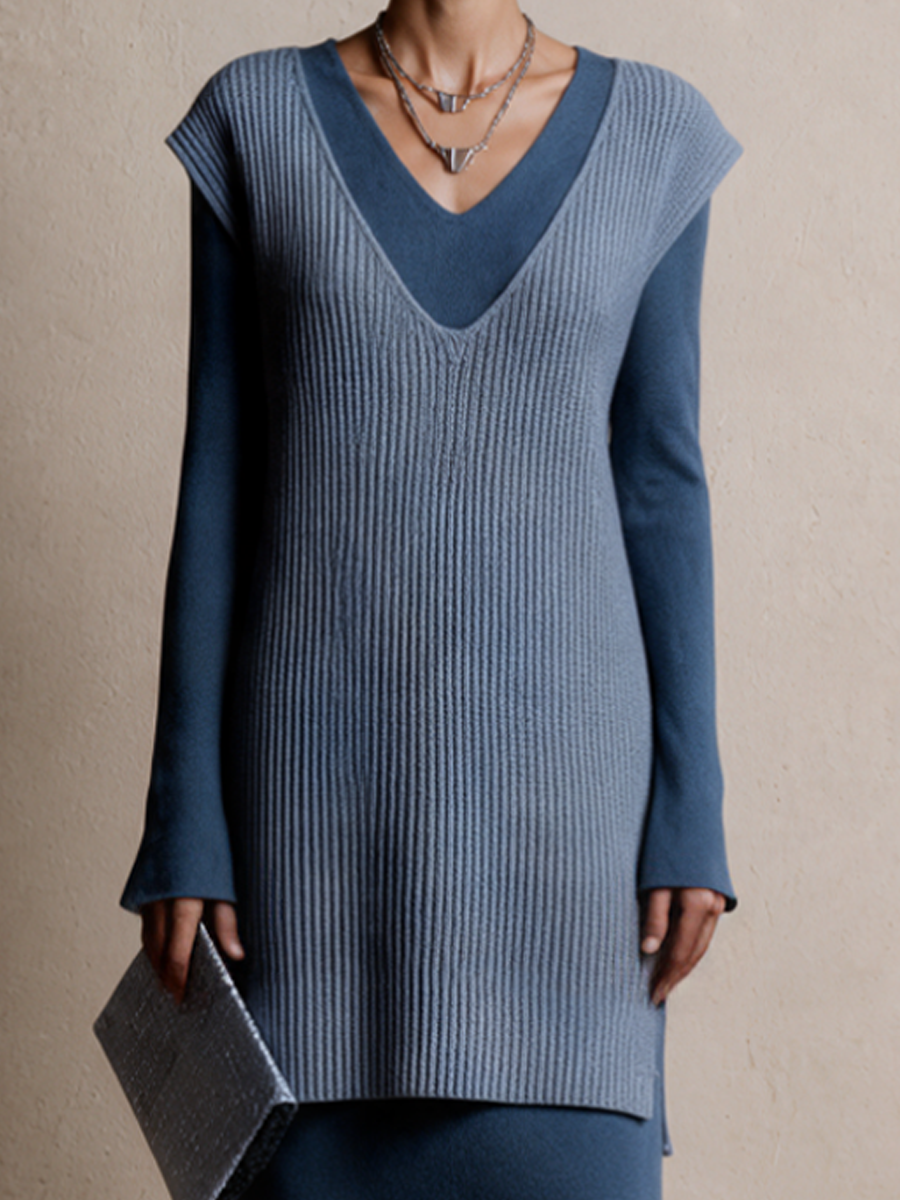 Women's Knit Vest And Maxi Dress Set