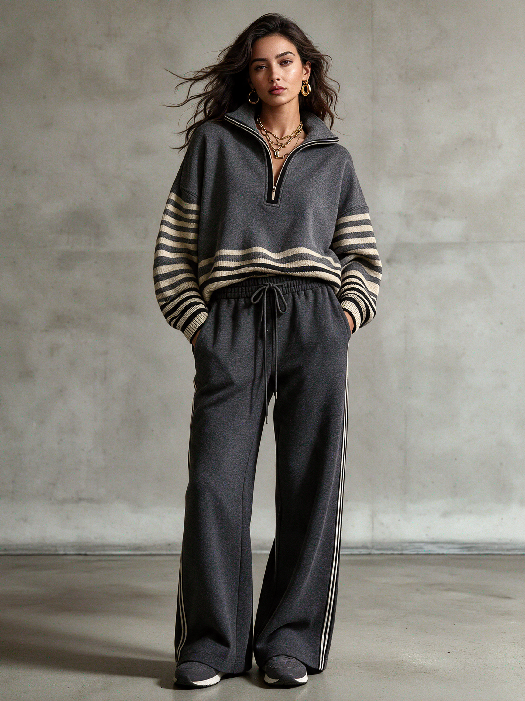 Women's Half Zip Stand Collar Knit Top
