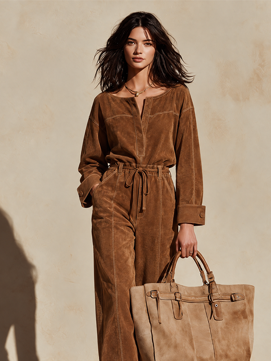 Women’s Faux Suede Tie-Waist Set