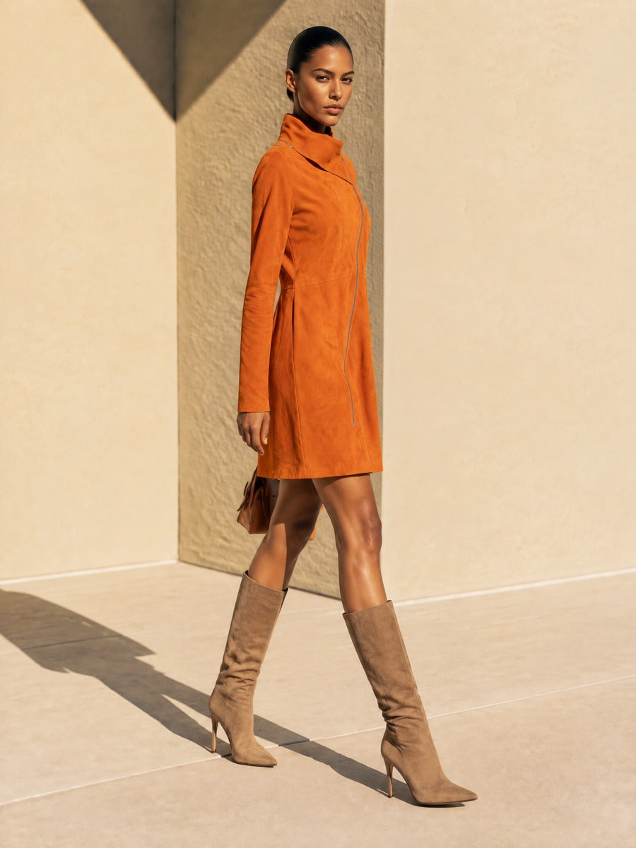 Women's Asymmetric Zip Front Shift Dress