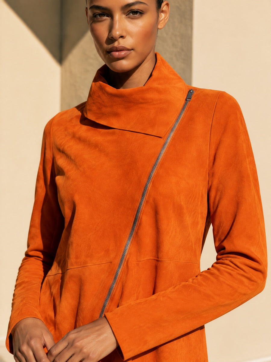 Women's Asymmetric Zip Front Shift Dress
