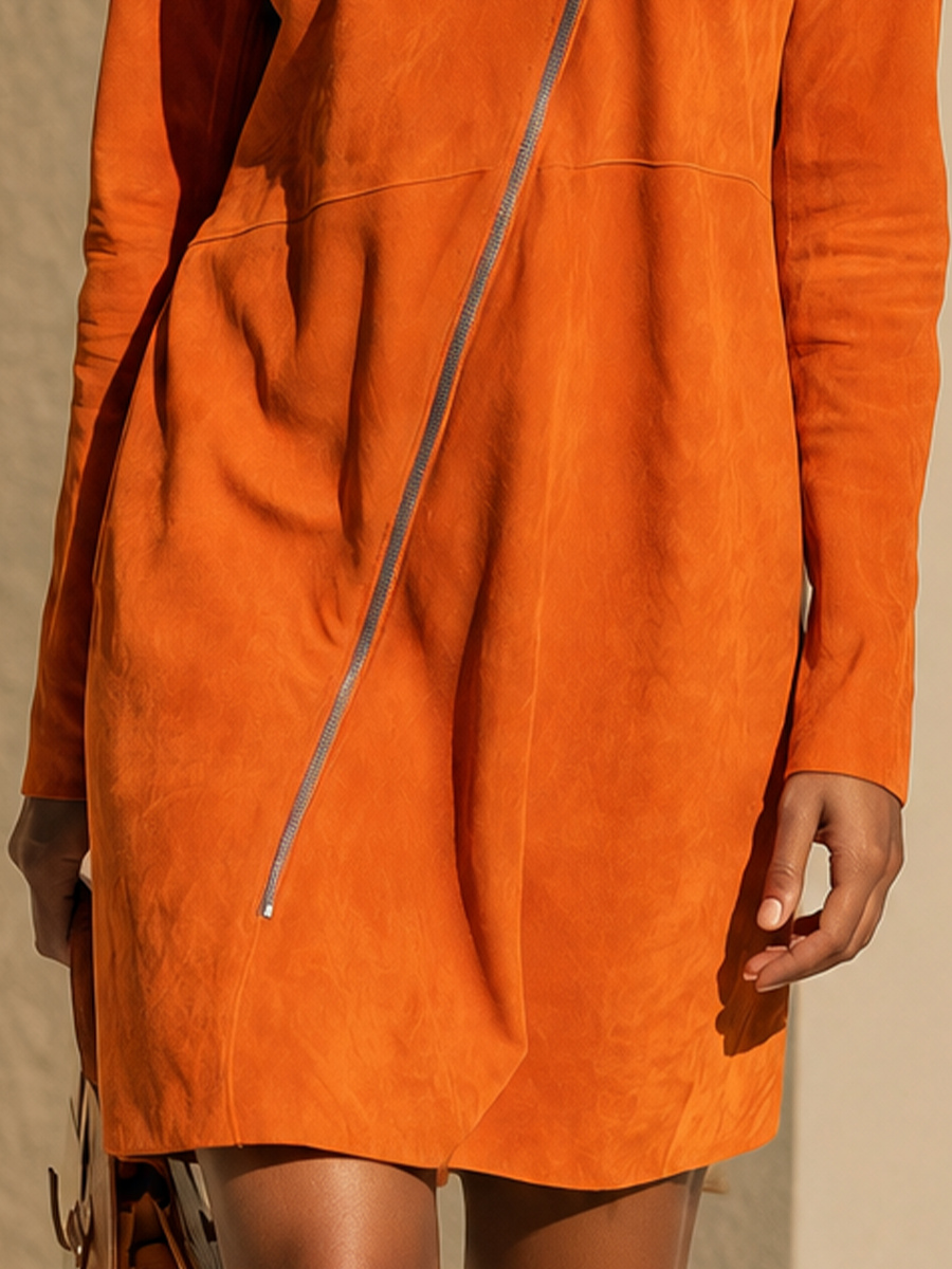 Women's Asymmetric Zip Front Shift Dress