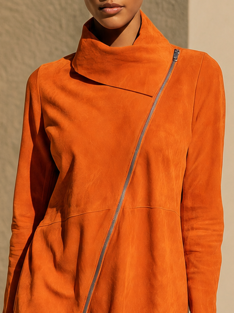 Women's Asymmetric Zip Front Shift Dress