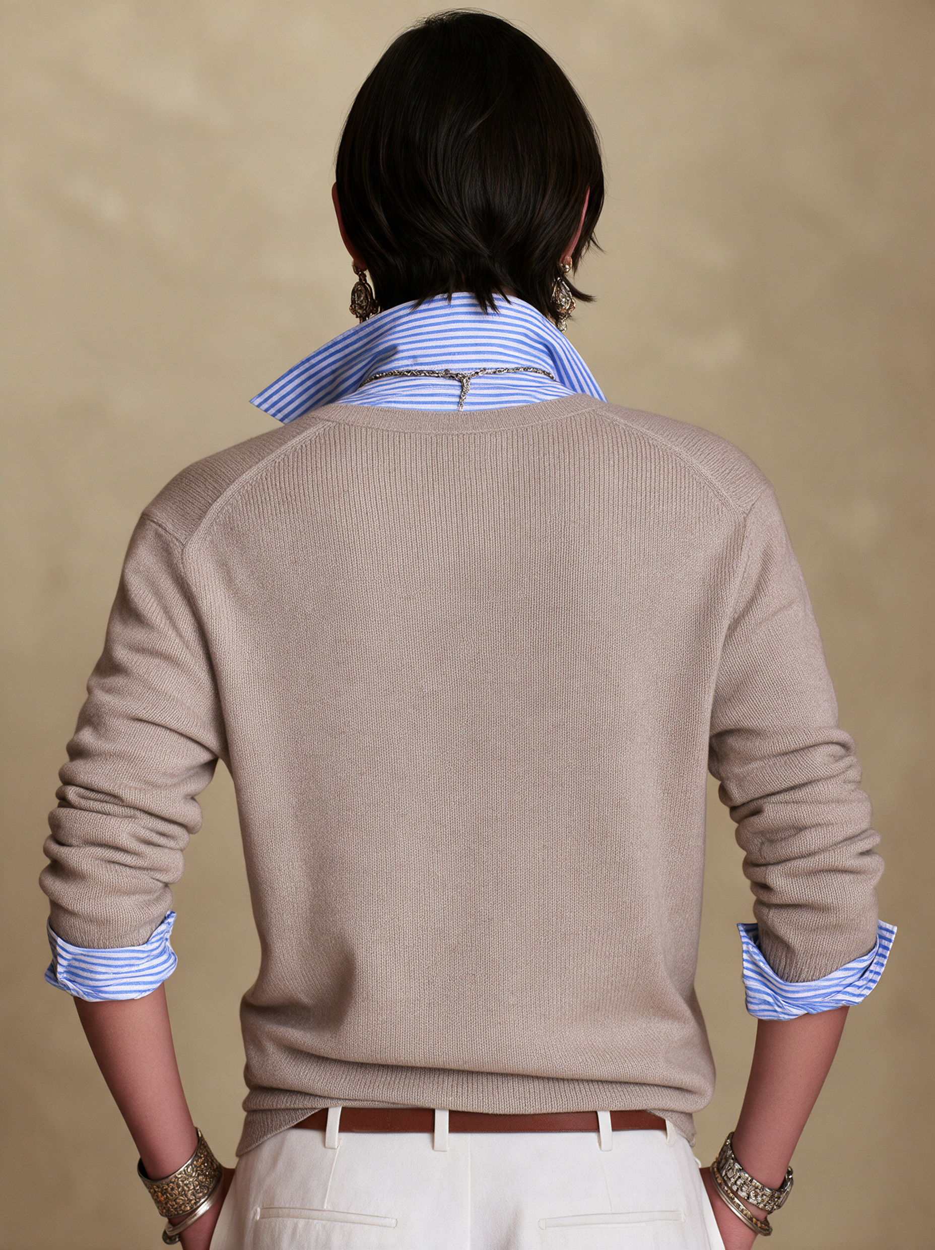 Women's Faux-Layered Commuter V-Neck Sweater