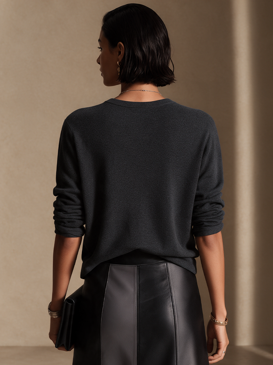 Women's Twist Knot Elegant Round Neck Sweater