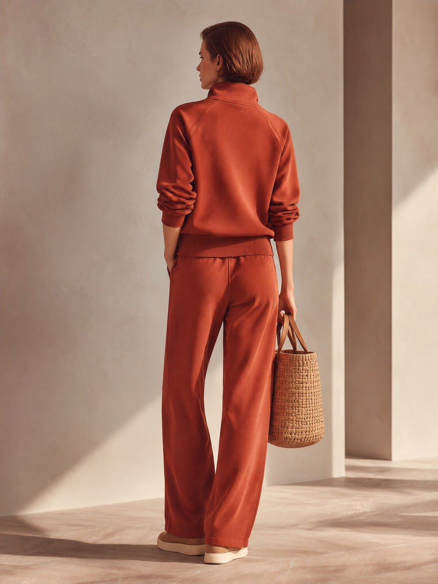 Women's Half-Zip Sweatshirt & Wide-Leg Pants Two-Piece Lounge Set