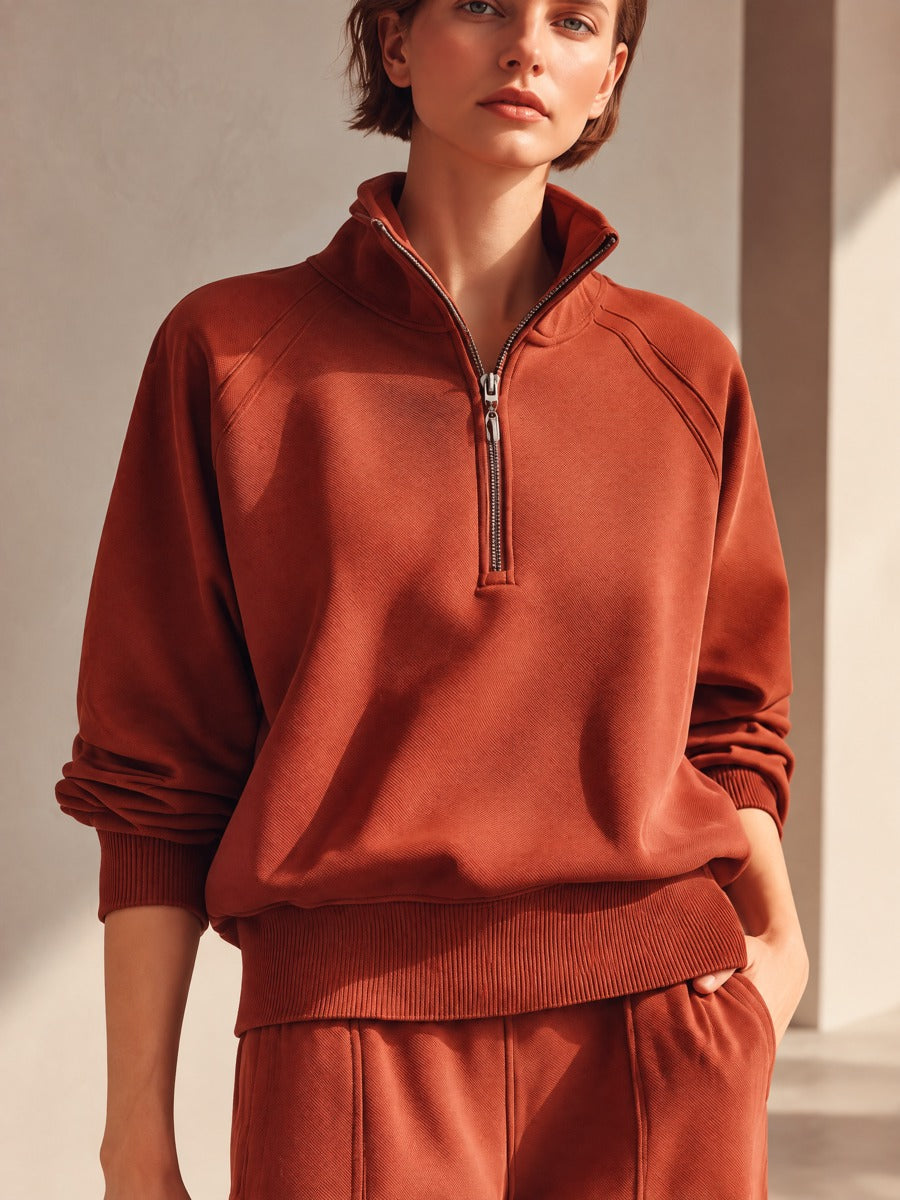 Women's Half-Zip Sweatshirt & Wide-Leg Pants Two-Piece Lounge Set