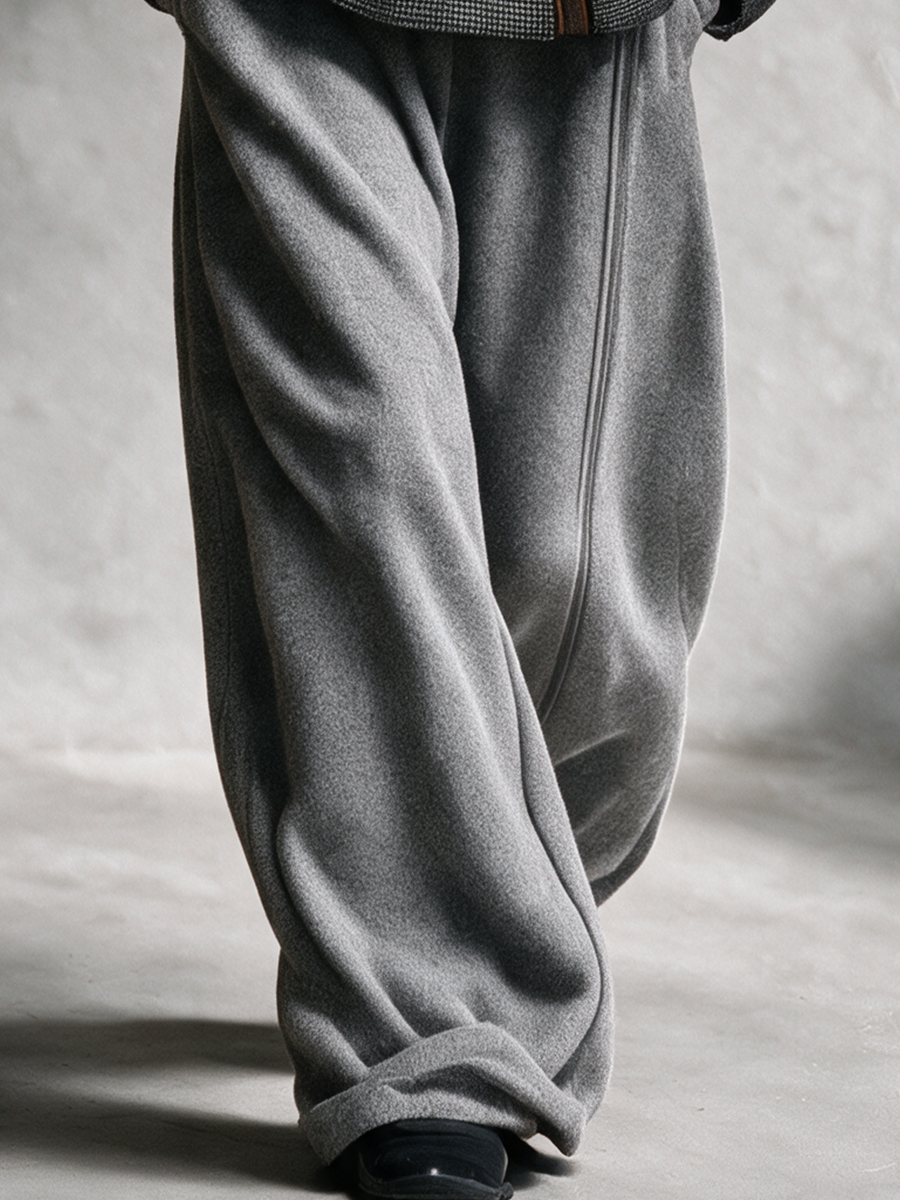 Half‑Zip Striped Knit Top & Wide‑Leg Pants Set