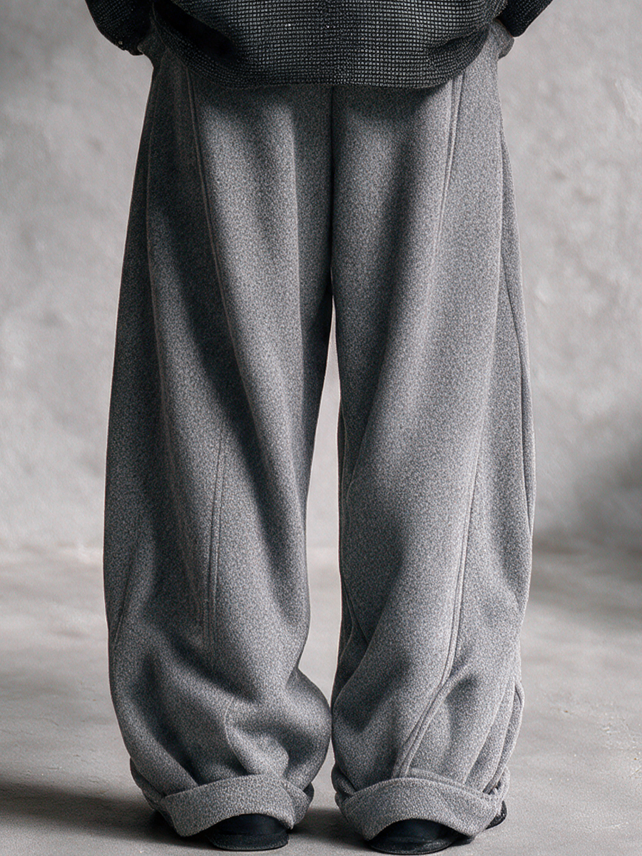Half‑Zip Striped Knit Top & Wide‑Leg Pants Set