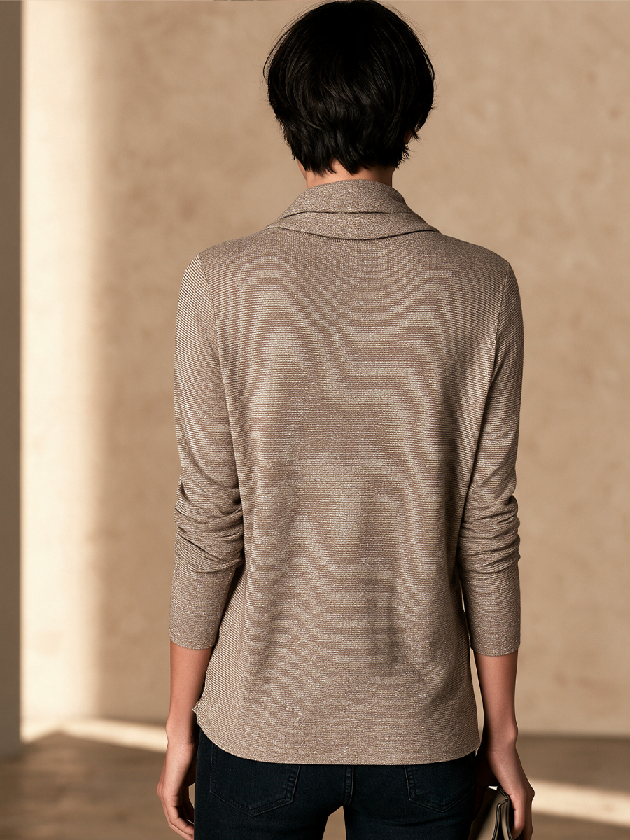 Women's Tie Collar Relaxed Long Sleeve Sweater