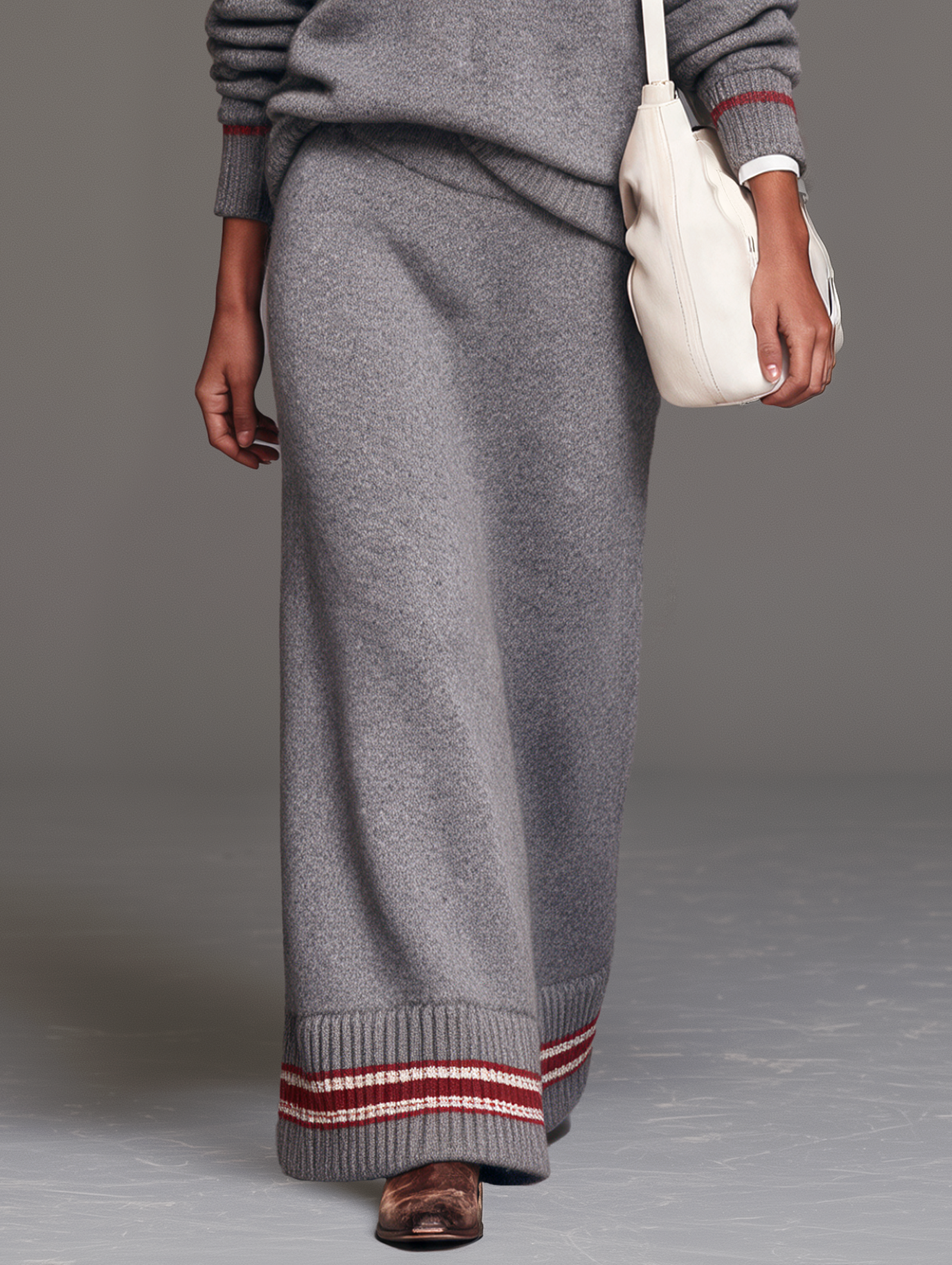 Women's Vintage Half-Zip Sweater And Straight Skirt Set