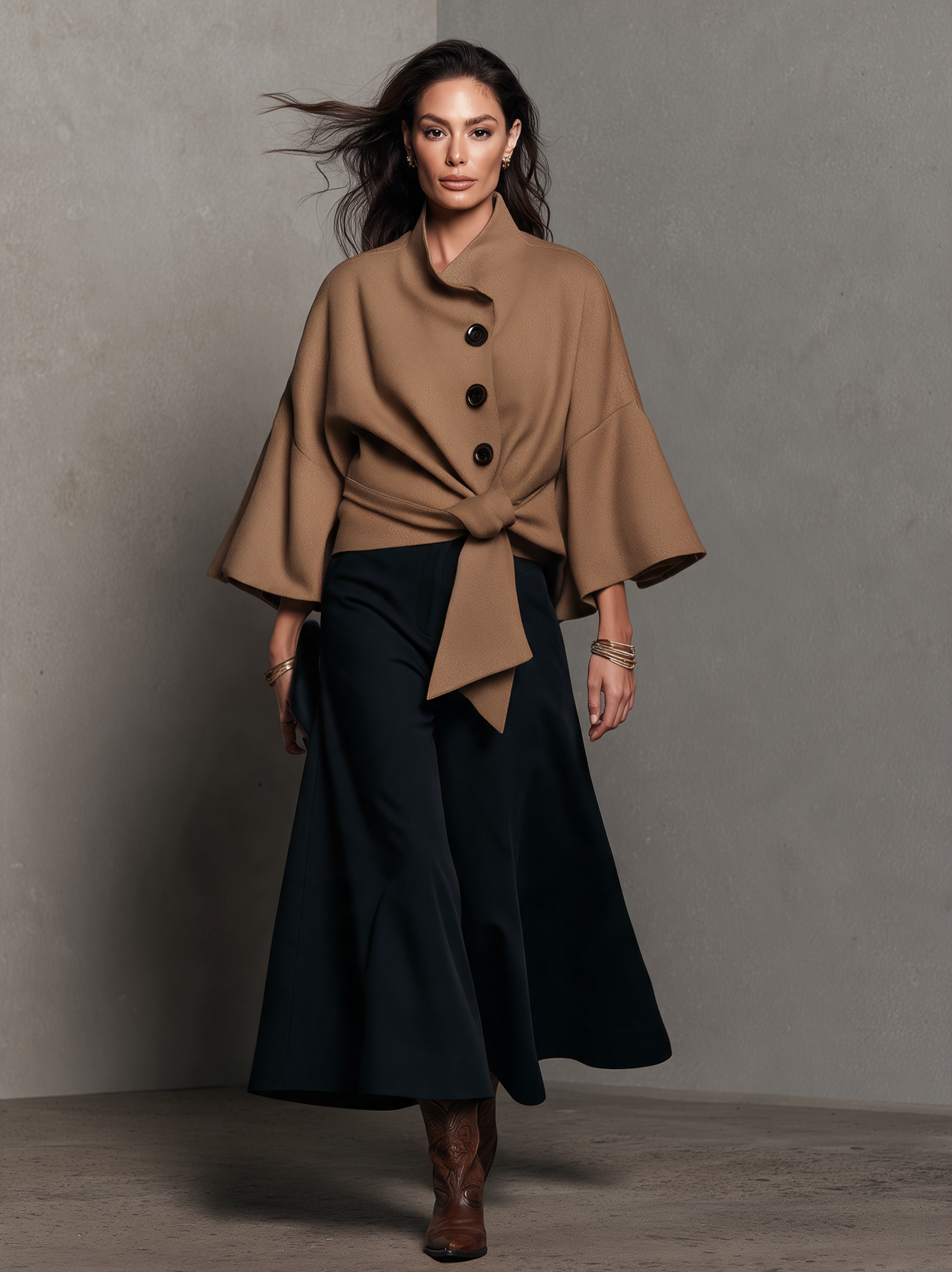 Women's Casual Camel Wool-Blend Jacket