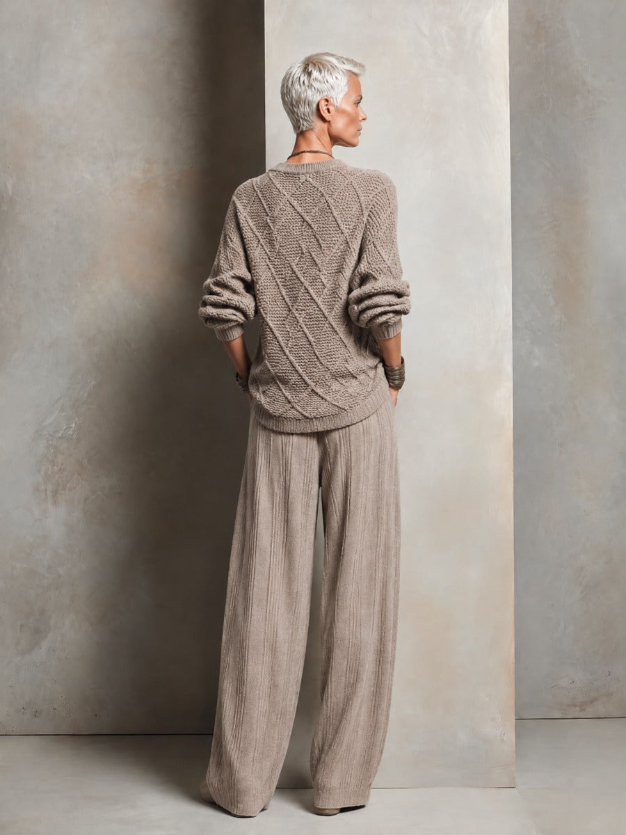 Women's Vintage Diamond-Pattern Crew-Neck Pullover