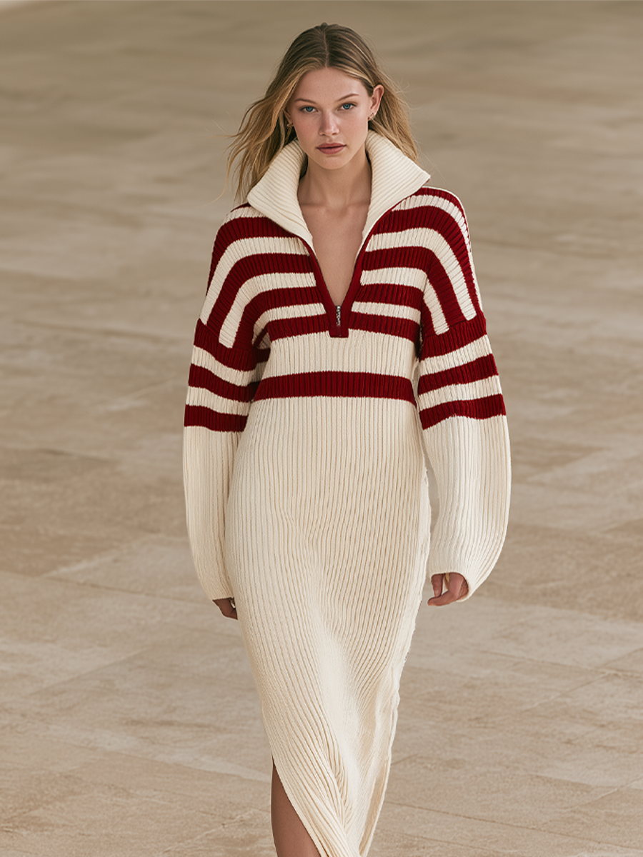 Women's Striped Knit Maxi Dress