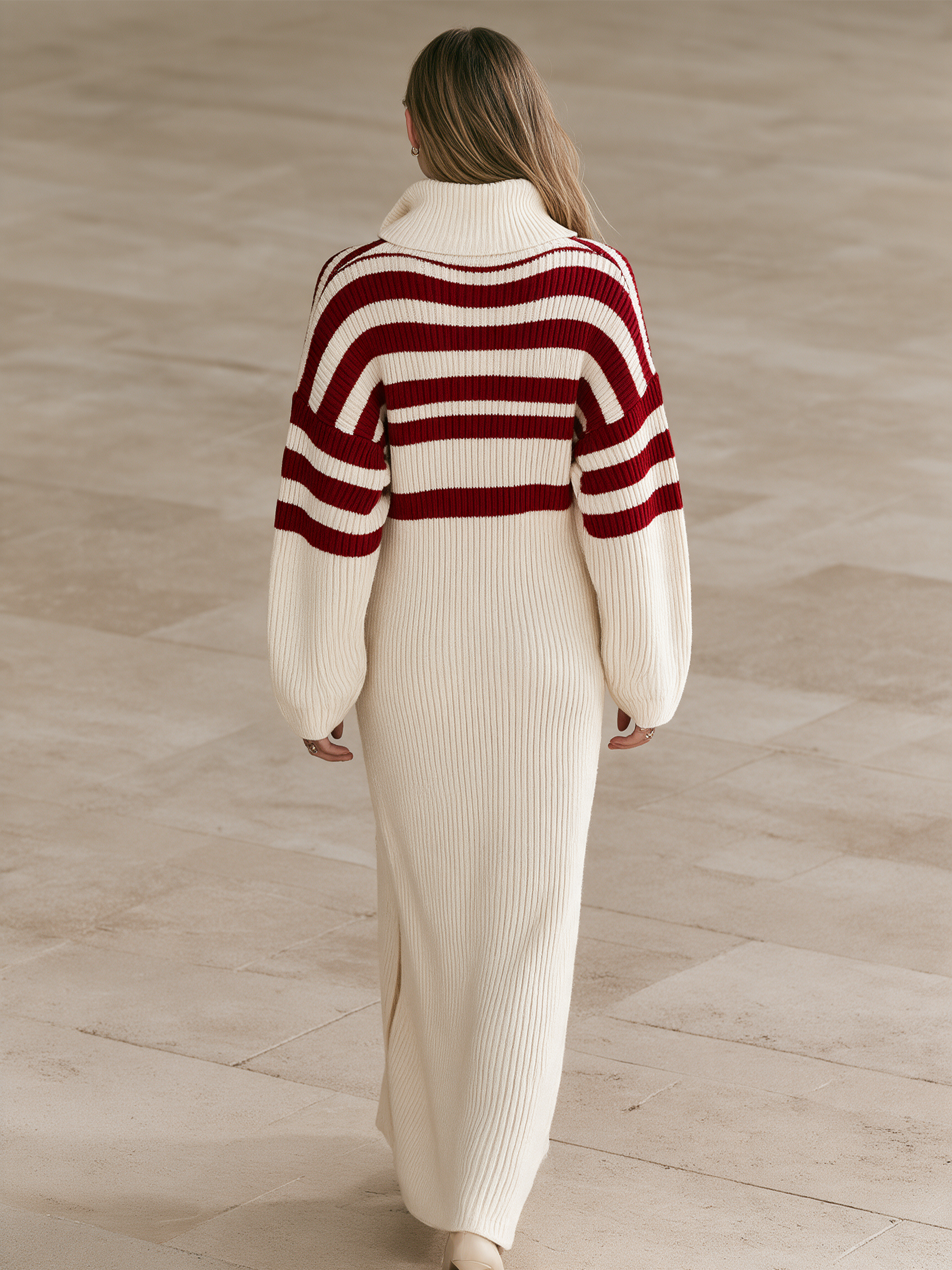 Women's Striped Knit Maxi Dress