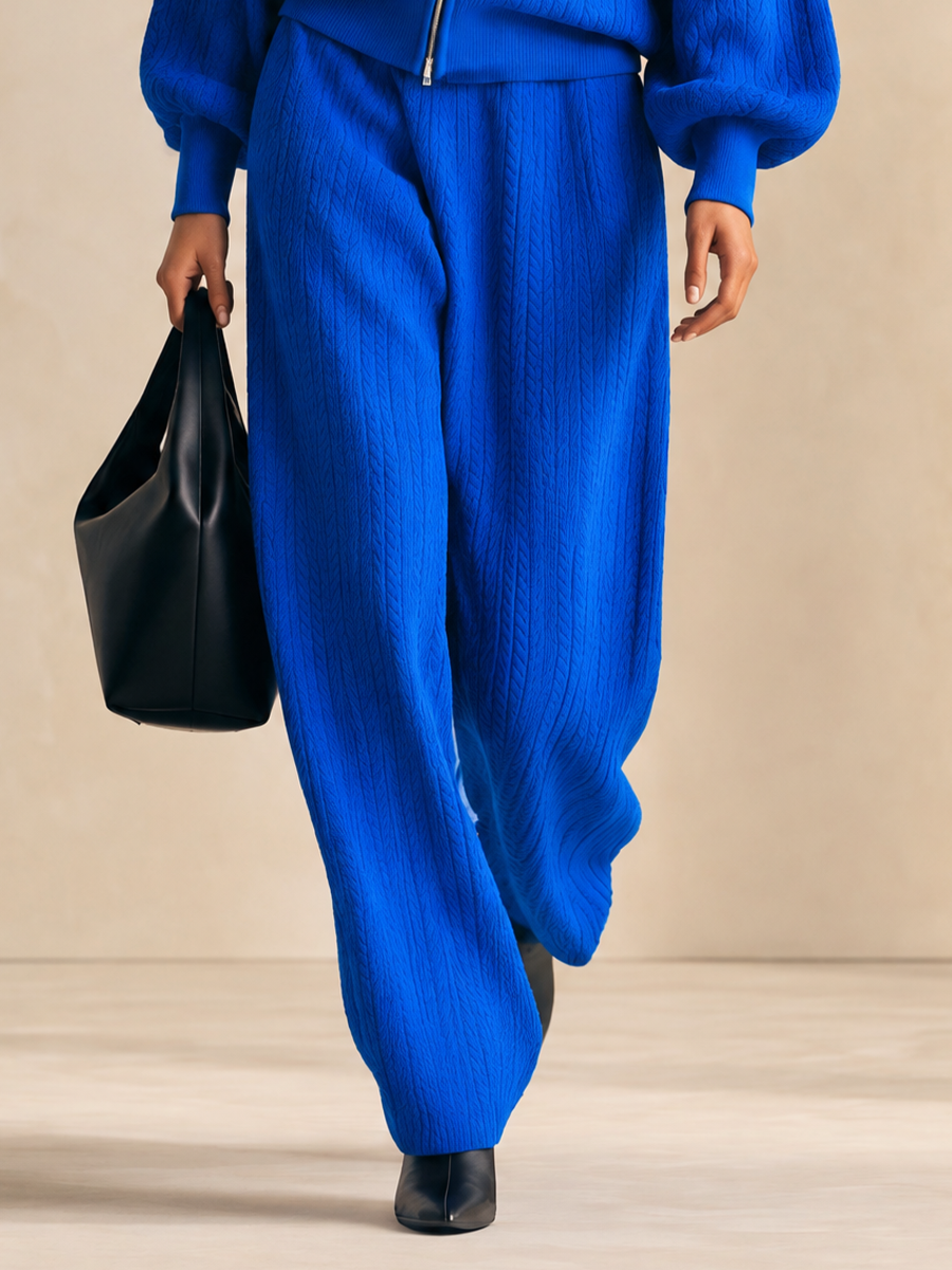 Women's Royal Blue Cable Knit Two-Piece Set