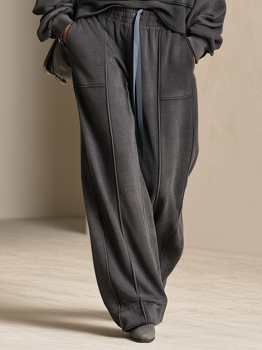 Women's Oversized Half-Zip Sweatshirt and Wide-Leg Pants Lounge Set