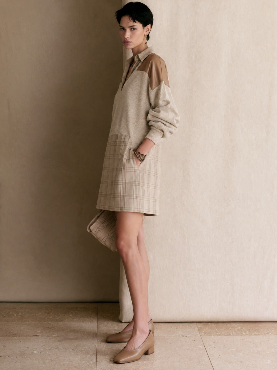 Women's Casual Color-Block Mini Shirt Dress