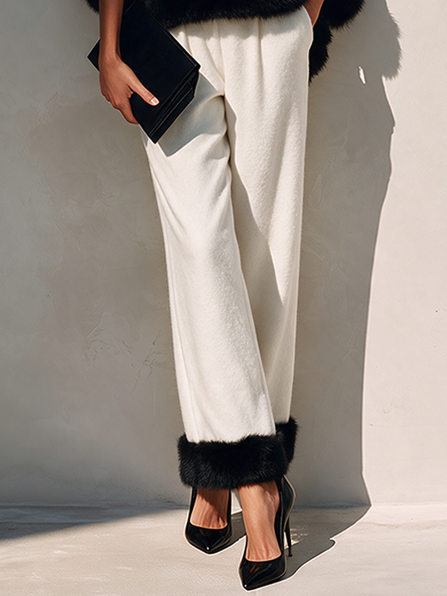 Women's Wool-Blend Two-Piece Set With Frayed-Edge Detailing