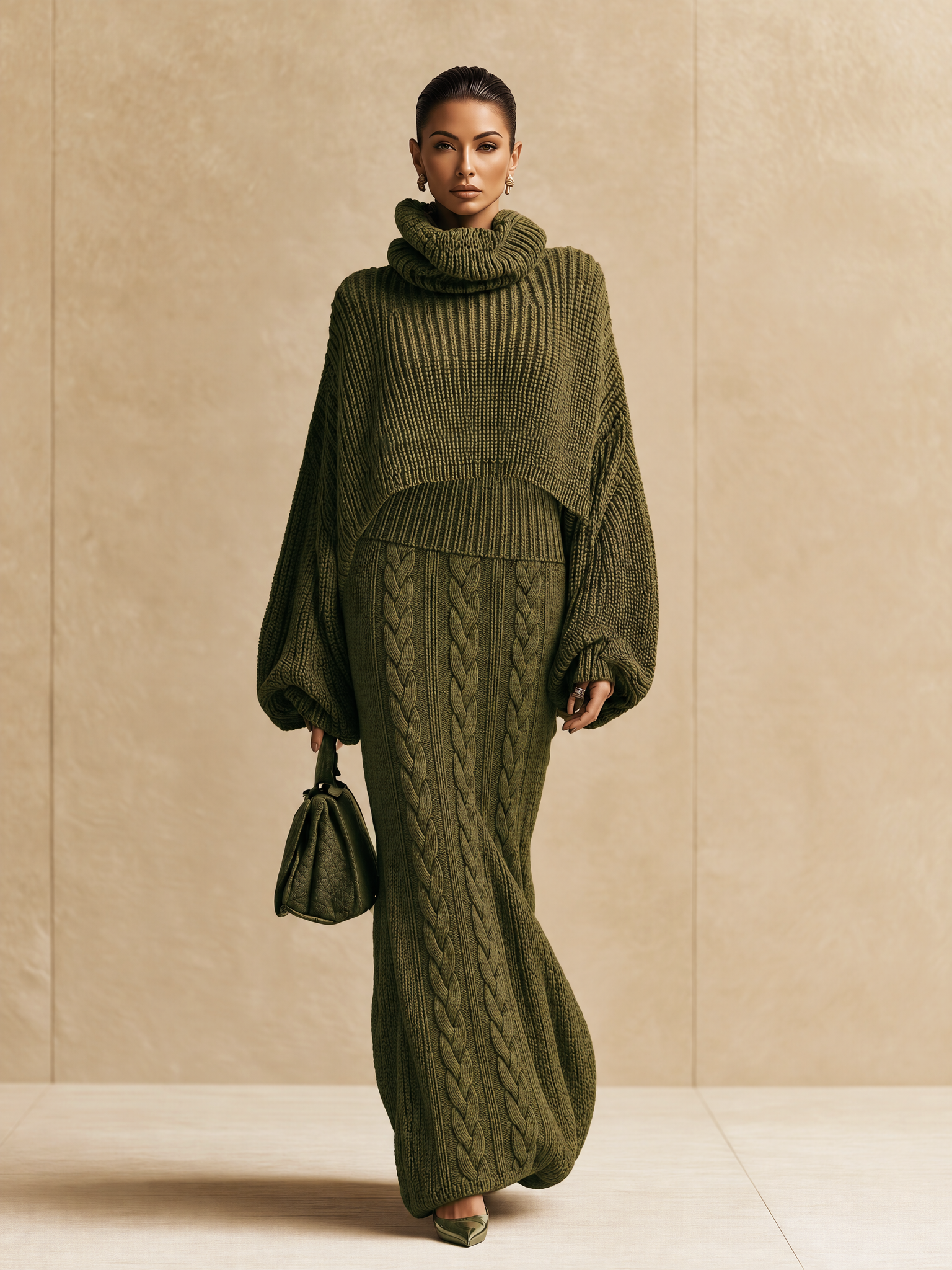 Women's Cable Knit Maxi Skirt