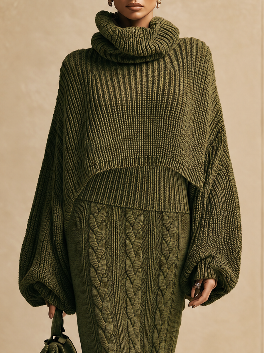 Women's Turtleneck Balloon Sleeve Sweater