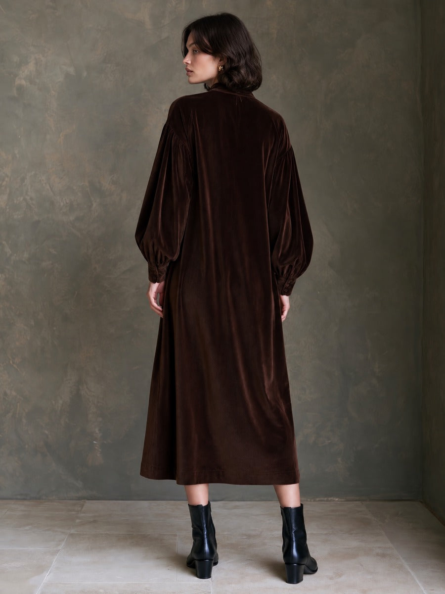 Women's Keyhole Neckline Velvet Midi Dress