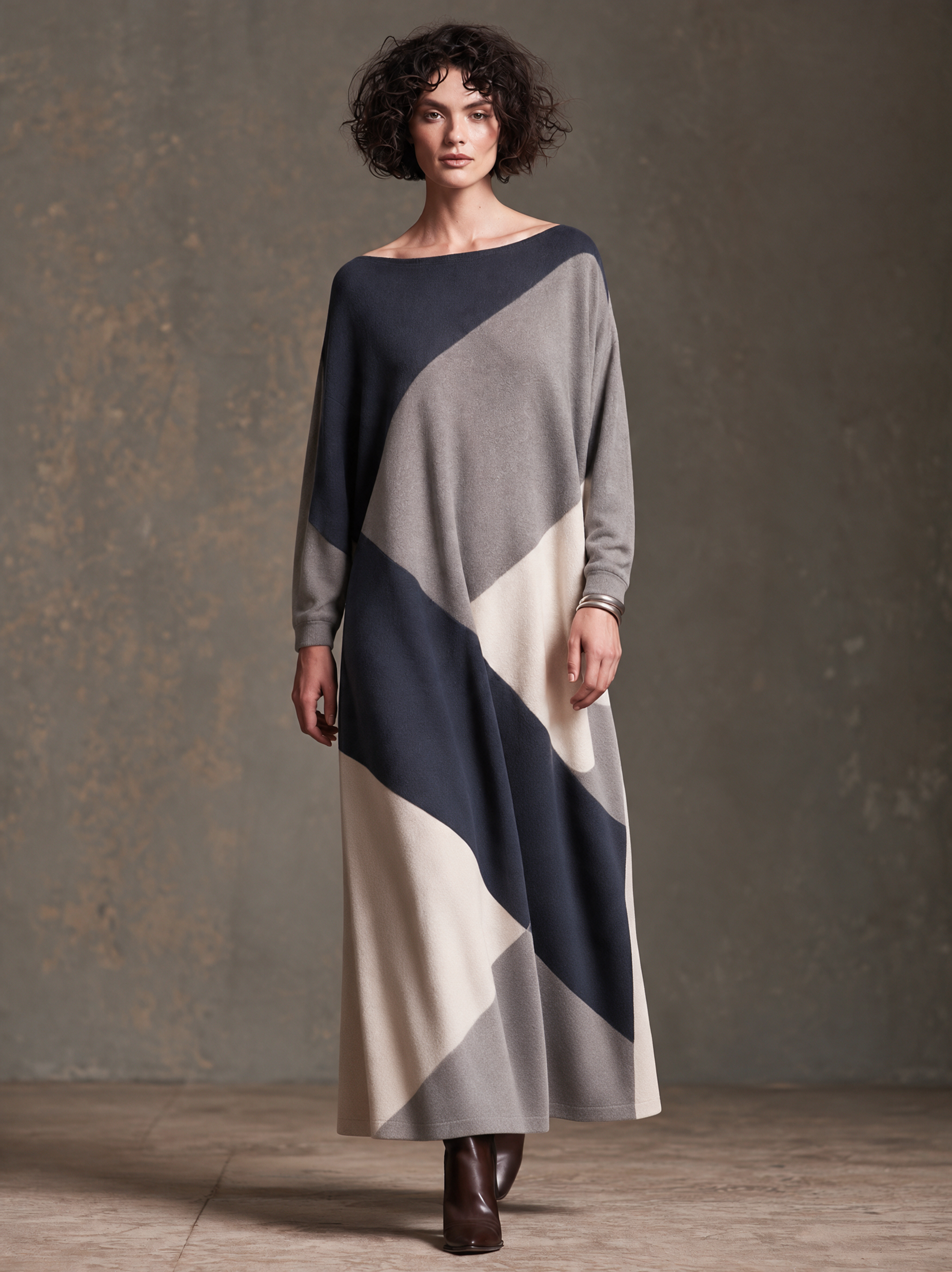 Women's Color-Block Knit Maxi Dress