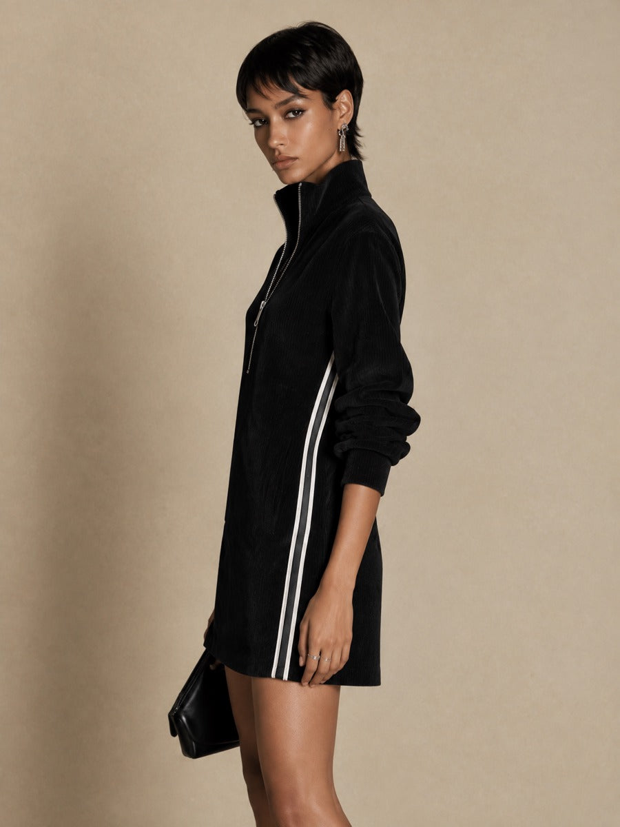 Women's Half-Zip Sporty Stand Collar Mini Dress