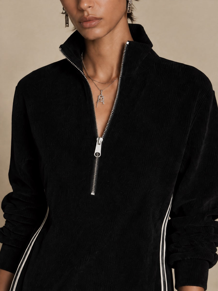 Women's Half-Zip Sporty Stand Collar Mini Dress