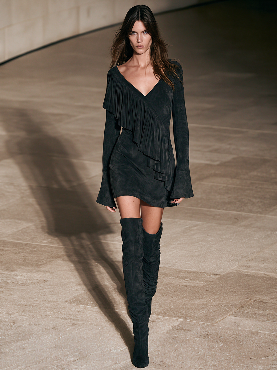 Women's Flare Sleeve Cocktail Mini Dress
