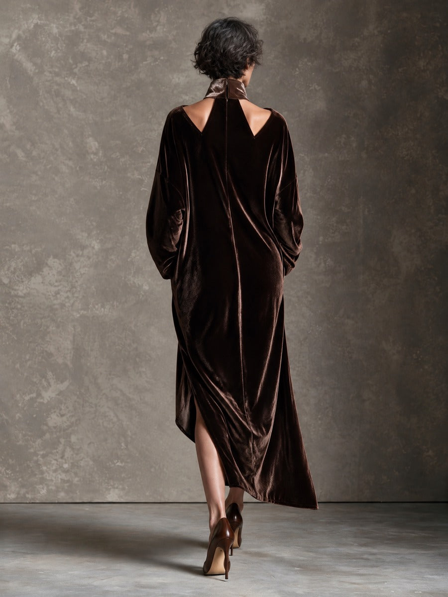 Women's Loose Turtleneck Velet Maxi Dress