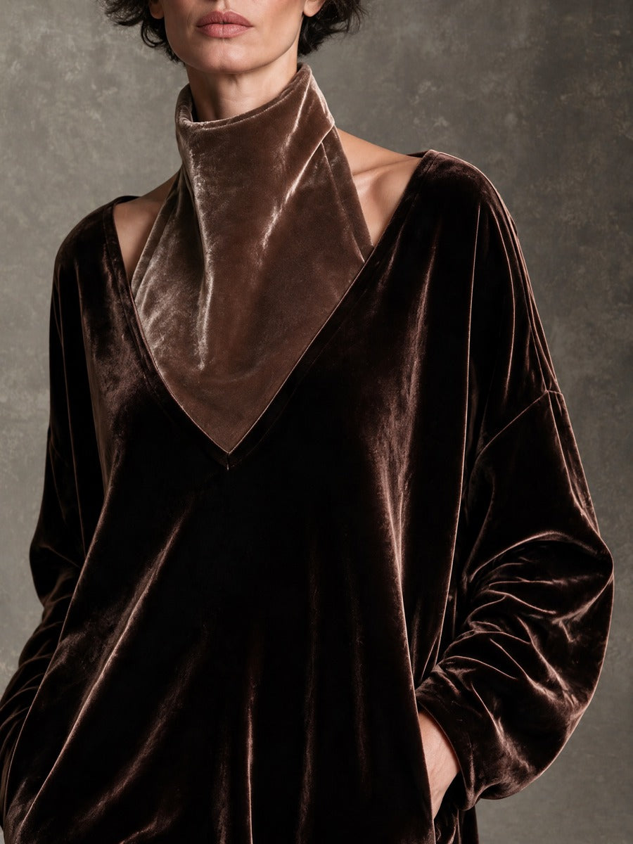 Women's Loose Turtleneck Velet Maxi Dress
