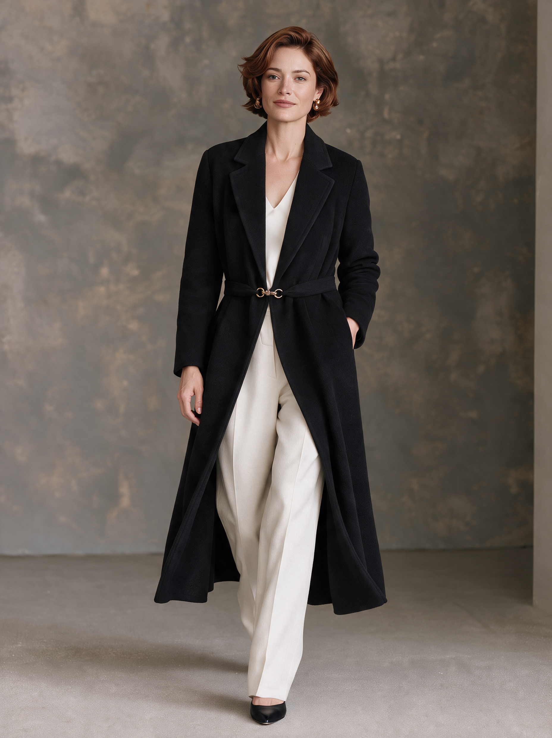 Women’s Vintage-Inspired Belted Wool Coat