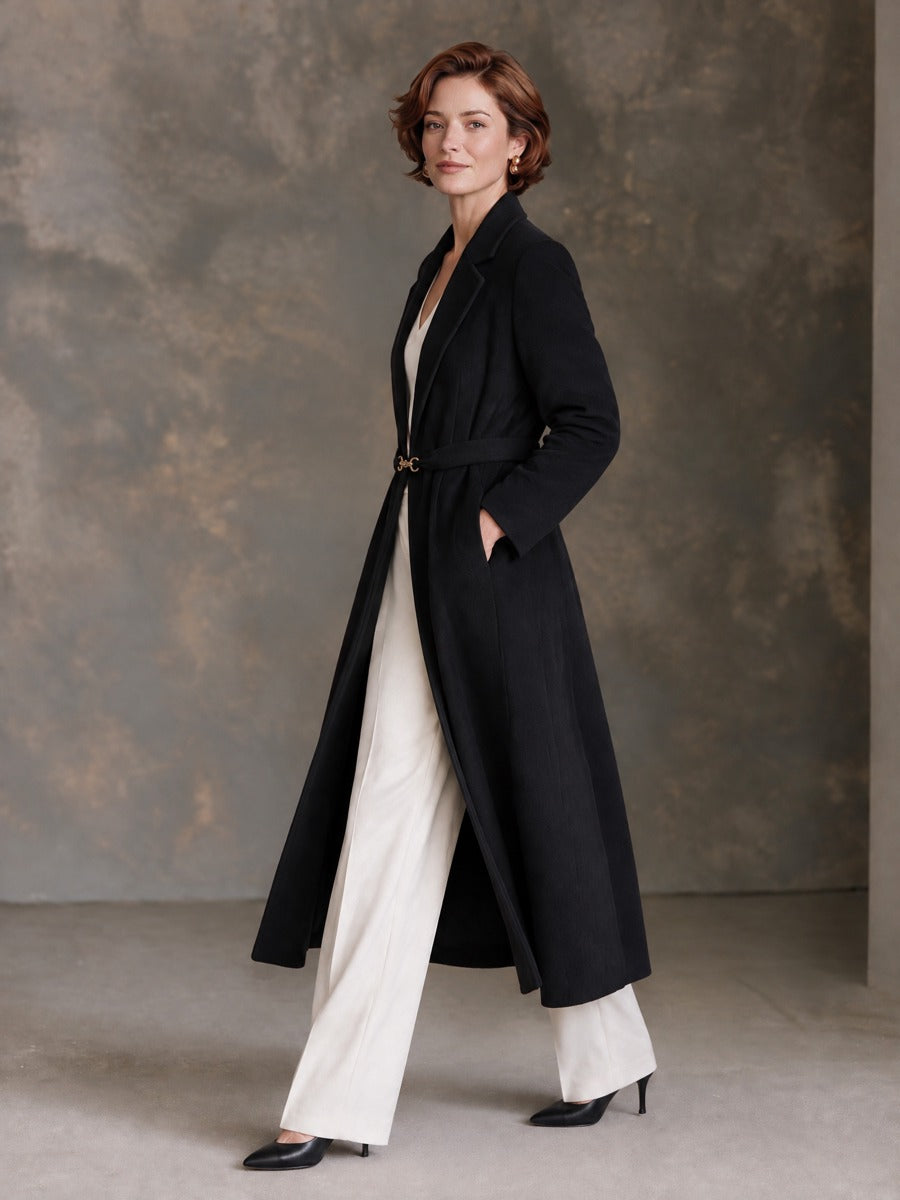 Women’s Vintage-Inspired Belted Wool Coat