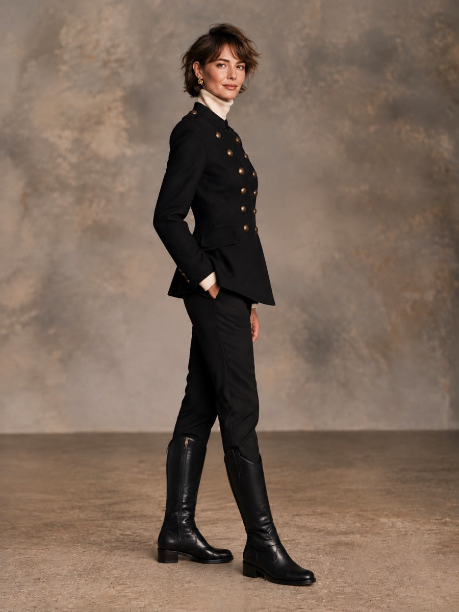 Women’s Vintage-Style Stand-Collar Double-Breasted Wool Coat