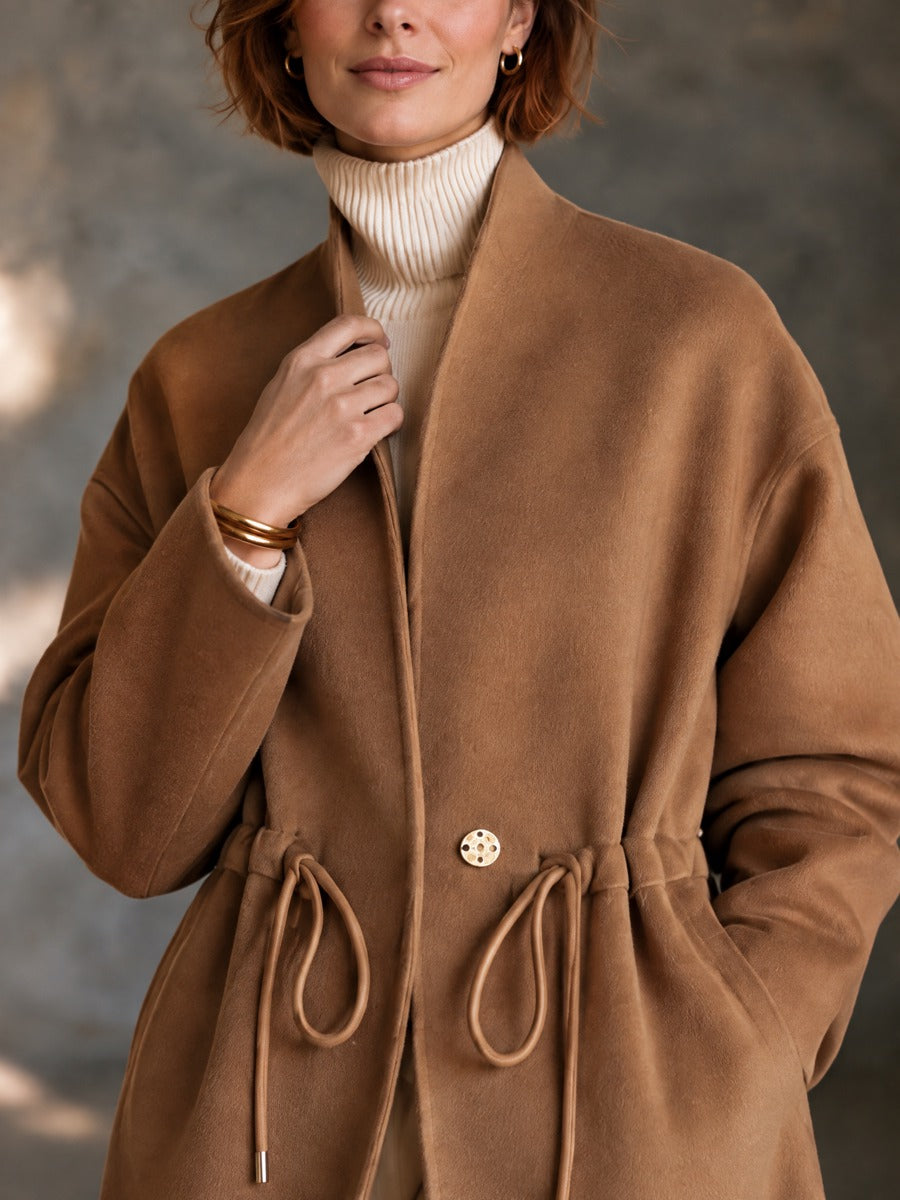 Women’s Relaxed-Fit Drawstring-Waist Wool Coat