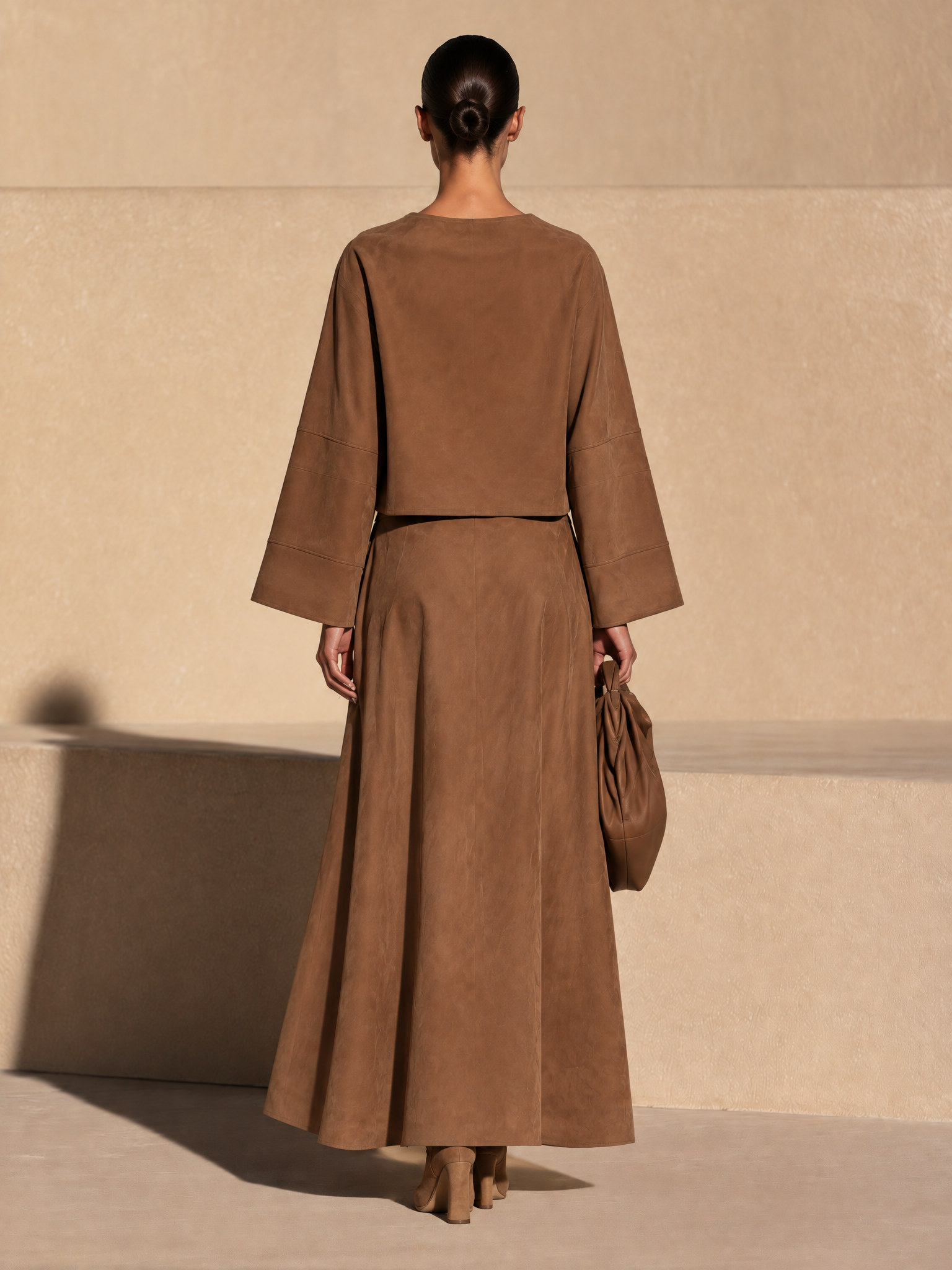 Women's Cowl Neck Wrap Crop Top and Maxi Skirt Set