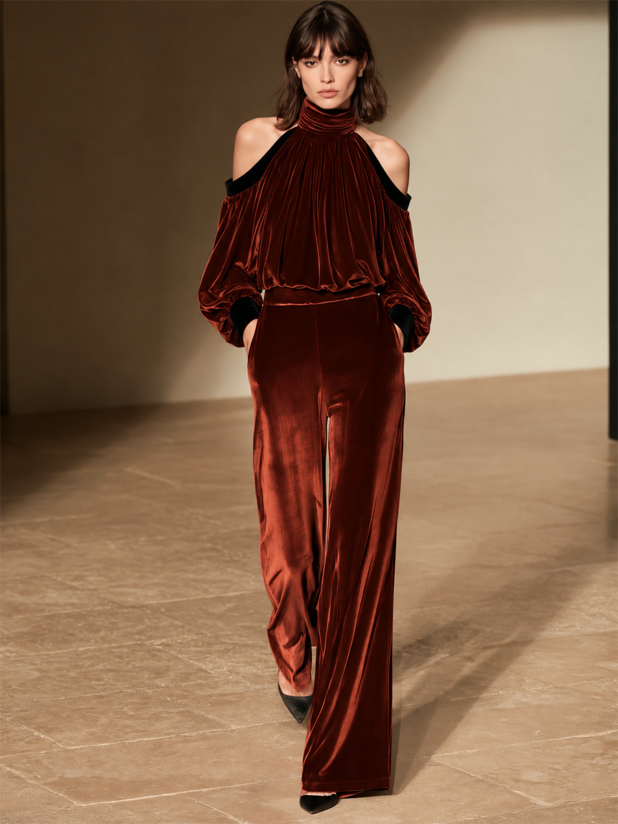 Women's High Neck Cold Shoulder Jumpsuit