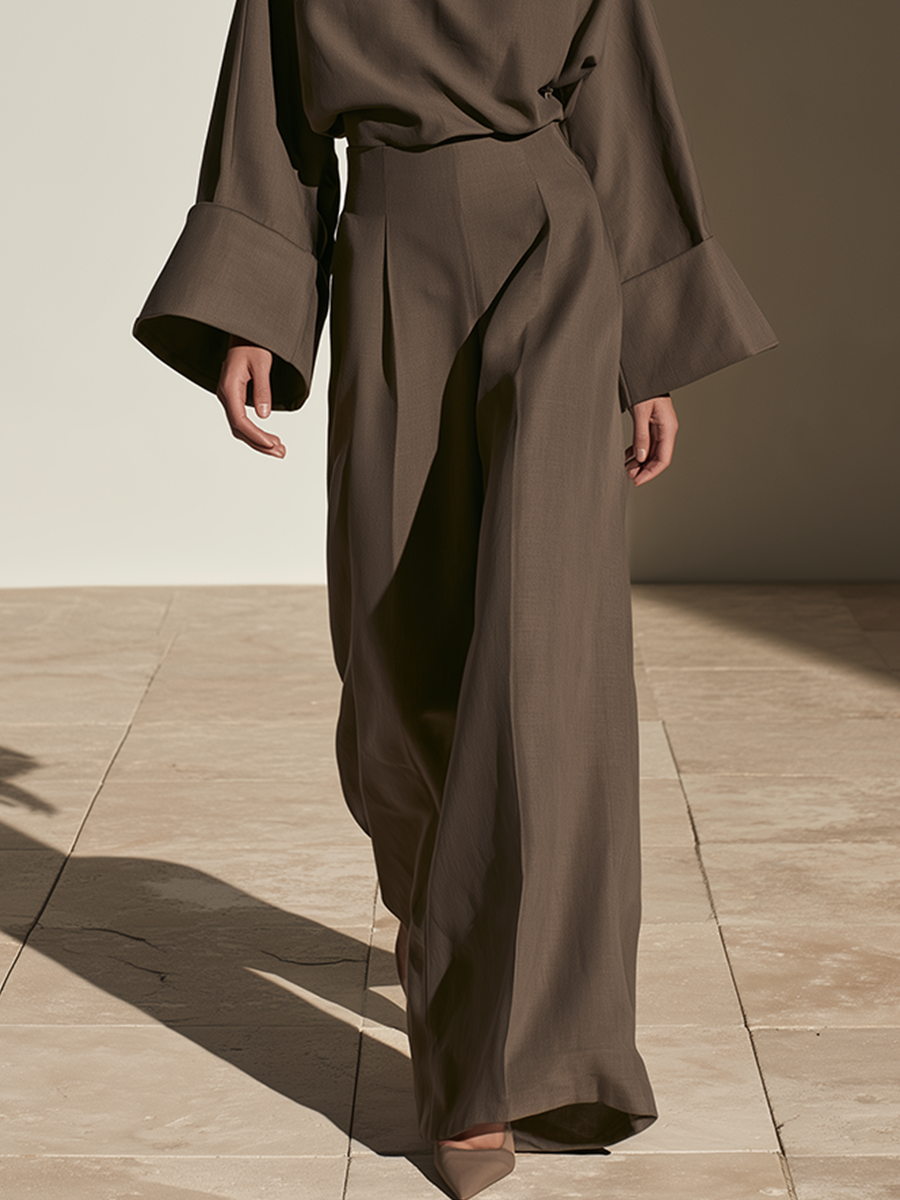 Women's Draped Neck Wide Leg Formal Suit