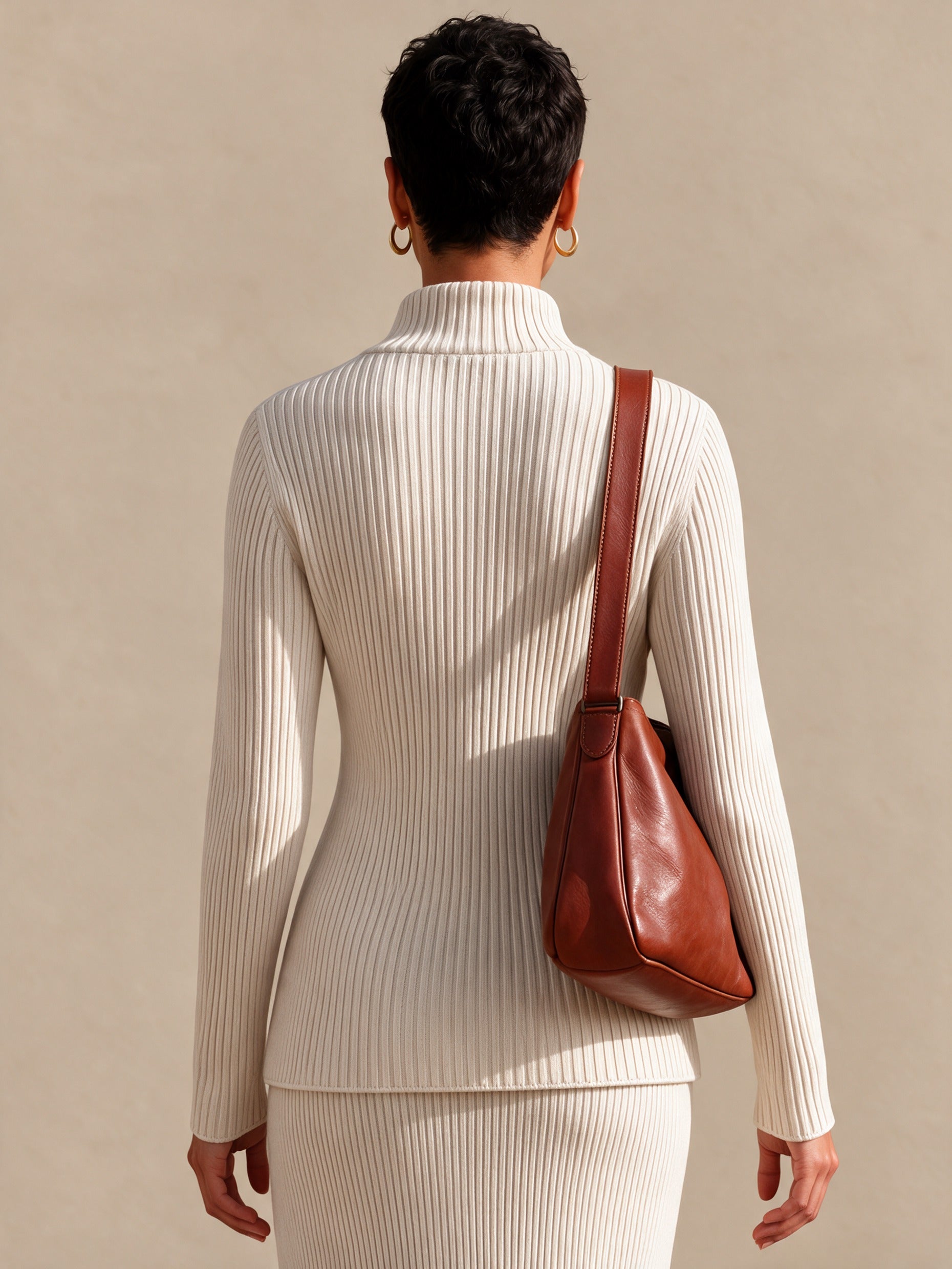 Women's Ribbed Toggle Front Knit Top